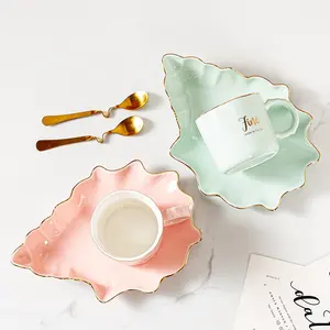 Керамическая кофейная чашка в форме листа, европейская креативная кофейная чашка для дома, отеля, вечеринки