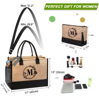 Qetesh Vente en gros Sac fourre-tout en jute à la mode et 2 sacs de maquillage avec fermeture éclair Sacs à provisions portables personnalisés avec logo personnalisé