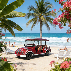 ZOWN Auto Eléctrico Rosa para Adultos, 4 Ruedas, Estilo Vintage, Vehículo Clásico, Cinturón de Seguridad, Luces LED, Alimentado por Batería, Turístico, 2 Años de Garantía - Product Image 1