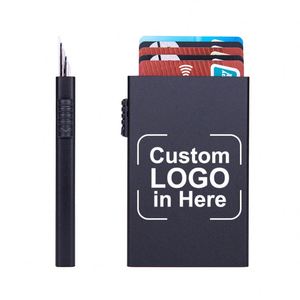 Ys964 Aluminum Alloy Rfid Blocking Pop Cards up <b>Metal</b> <b>Wallet</b> Slim Unisex Business Credit Card Holder for Men Women - Product Image 6