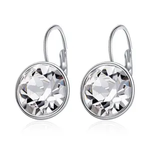 Factory Price 925 Sterling Silver Dangle Drop Cubic Zirconia Hoop Earrings For Women