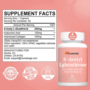 Cápsulas de L-Glutationa S-Acetil OEM/ODM, Suplemento de L-Glutationa, Cápsulas de Colágeno com Ácido Hialurônico - Product Image 5
