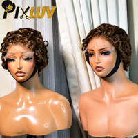Perruque Pixie Cut pré-épilée, coupe dégradée, perruque courte bob en cheveux humains bouclés profonds, cheveux brésiliens bruts, perruques sans colle pour femmes noires