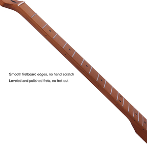 Manico per Chitarra in Acero Tostato, Scala 28\", Conversione Baritono, Raggio 12\", Fori 10 mm, 22 Tasti, Finitura Satinata - Product Image 4