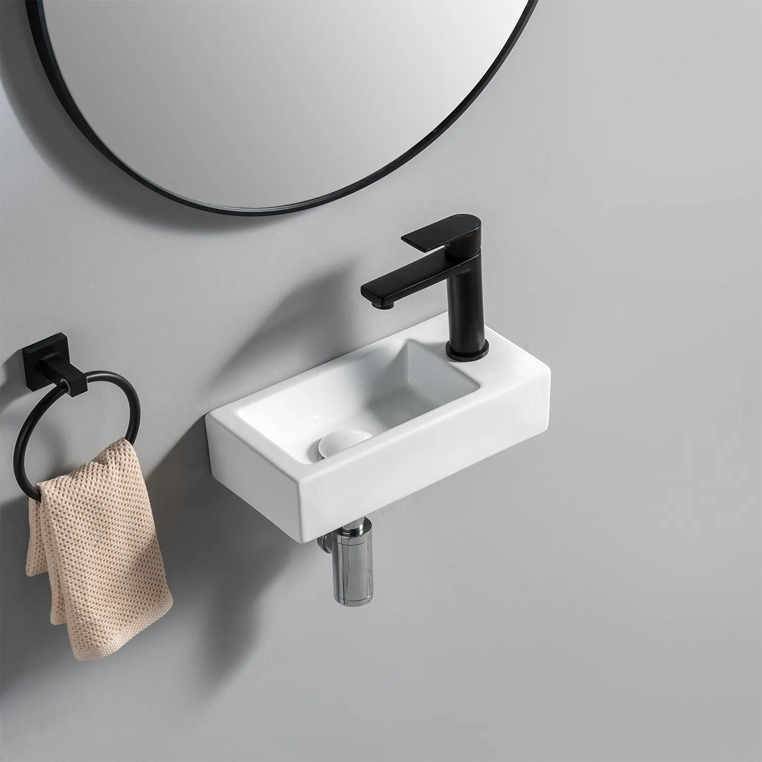 Customized Small Size Wall Hung Bathroom Ceramic Sinks Sanitary Ware Rectangle Hand Wash Basin Sink