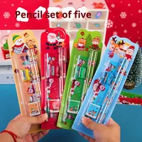 Dessin animé noël cinq-en-un croquis gomme crayon papeterie ensemble peinture pour enfants cinq pièces carte d'aspiration prix