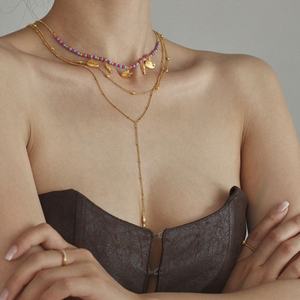 Collares de Cuentas Coloridas de Moda con Colgante para Mujer, Estilo Boho, Chapados en Oro de 14k, Acero Inoxidable 316L PVD - Product Image 3