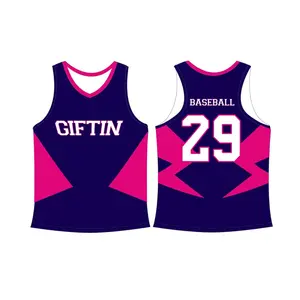 Individuelle atmungsaktive Sublimation Damen-Racing-Back-Baseballtrikot atmungsaktiv Netz Sportbekleidung Damen-Singlet