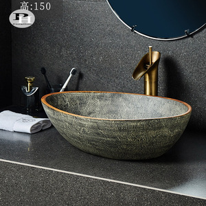 Lavabo Artistico di Lusso Ecologico Resistente all'Acqua in Ceramica con Forma Ovale a Foglia per Lavandini <span class=keywords><strong>da</strong></span> <span class=keywords><strong>Bagno</strong></span> di Hotel - Product Image 4