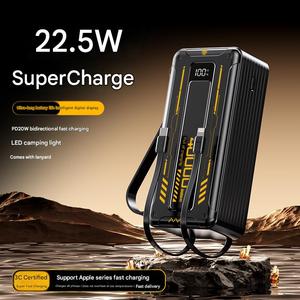 Batterie externe 20000mAh à charge super rapide avec câble <span class=keywords><strong>double</strong></span> intégré, lampe torche LED, <span class=keywords><strong>chargeur</strong></span> de téléphone portable portable avec cordon pour l'extérieur - Product Image 5