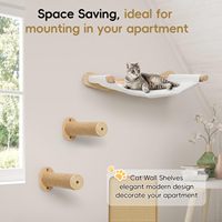 Hamac mural moderne en bois pour chat avec 2 marches en sisal, meubles pour chat, perchoirs pour grimper, étagères, lit mural de luxe pour chat
