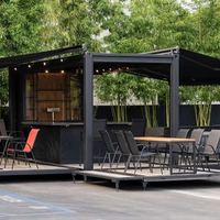Bar à bière en conteneur préfabriqué monocouche, esthétique industrielle, avec grande fenêtre de service, comptoir de pub pop-up, couleur personnalisée, portable