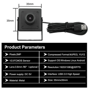 MJPEG,YUY2 กล้อง USB สี 2MP 1920*1080 0.01Lux พร้อมระบบ <span class=keywords><strong>Rolling</strong></span> <span class=keywords><strong>Shutter</strong></span> เลนส์บอร์ด 3.6 มม. มุมมองภาพ 90 องศา ° ไม่มีการบิดเบือนข้อมูลสำหรับตู้เอทีเอ็ม - Product Image 5