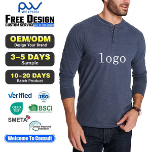 OEM ODE Long Sleeve <strong>Henley</strong> Shirt Cotton Blend Casual Button Crew Neck T-Shirt Basic Loungewear <strong>Henley</strong> <strong>Tops</strong> <strong>Men's</strong> - Product Image 1