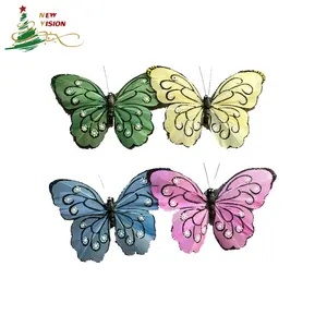 3.5 “9厘米高品质花卉装饰人造羽毛蝴蝶