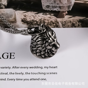 Colgante de campana de león, collar de acero inoxidable para hombre, regalo clásico retro del zodiaco animal SP1093 - Product Image 4