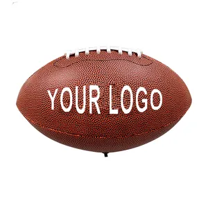 Logo personnalisé de haute qualité en cuir pu football professionnel marron rugby taille 3 6 9 football américain