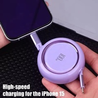 Câble de charge rapide USB C vers C PD 100W rétractable et portable pour téléphones mobiles, compatible avec iPhone 15 Pro et Samsung