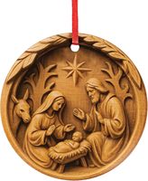 Pendentif décoratif en grain de bois, style rustique, décoration de Noël, en acrylique, motif imprimé forêt