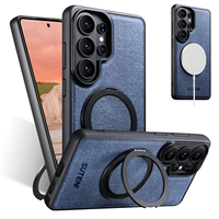 Fabrication OEM/ODM directe d'usine, cuir PU imitation denim, texture magnétique 360° °   Étui de téléphone avec support rotatif compatible avec la série Samsung