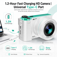 Ekranı Çevirilebilir Aynasız Kamera 4K 64MP AF Döner Düğme 2000mAh 2.8 IPS 256GB Kart 9 Efekt 11 Filtre Öğrenci Hobisi İçin