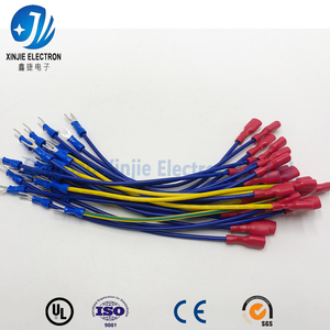 उल प्रमाणित कस्टम फोर्क टर्मिनल वायर हार्नेस, ब्लू/पीले-हरे/लाल पूर्व-कुरकुड लीड तार को ग्राउंडिंग के लिए इंसुलेटेड आस्तीन के साथ - Product Image 3