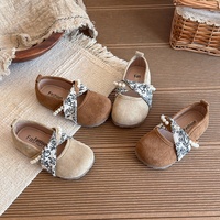 Nouveautés printemps-automne, chaussures pour enfants, filles, semelles souples, décoration en perles, ballerines, style décontracté tendance