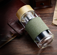 Nouvelle conception 2026 Chufeng – Bouteille d'eau en verre de 400 ml avec manchon et couvercle en bois pour les festivals