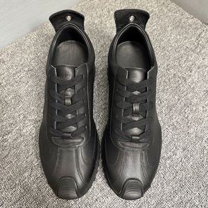 Zapatillas Minimalistas de Cuero Negro Sólido para Hombre, Hechas a Mano, de Perfil Bajo, con Cordones, Forro de Malla, Antideslizantes, Cómodas y Planas para Primavera - Product Image 3