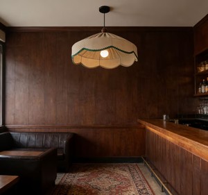 Lampe suspendue en lin de style farmhouse, vert, à volants festonnés, pour salon, café, restaurant, décoration - Product Image 4