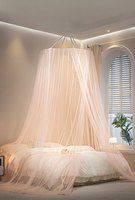 Moustiquaire dôme ronde à installation gratuite, suspension au plafond, maille épaisse et dense, baldaquin de lit sur pied pour chambre à coucher