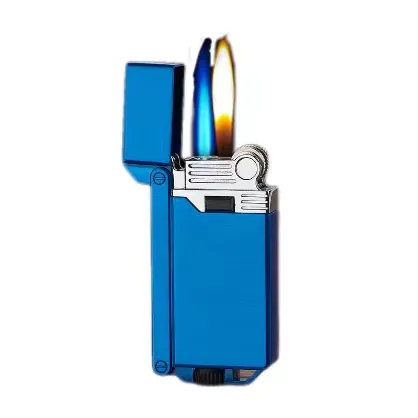 Double fire mini gas lighter portable business grinding wheel lighter torch lighter for cigarette