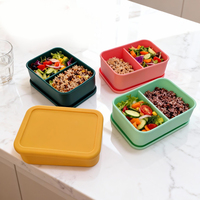 Contenitore per Alimenti in Silicone 100% Morbido, Porta Pranzo Isolato Durevole e Portatile per Bambini, Viaggi, Picnic all'Aperto