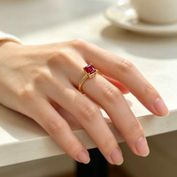 Bague en acier inoxydable 316L plaqué or PVD 14K avec pierre de naissance et zircone cubique à quatre griffes, délicate et empilable pour femme, cadeau d'anniversaire