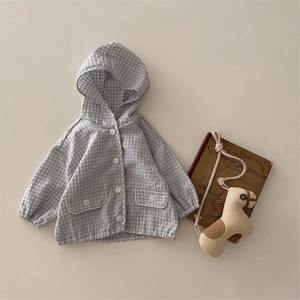 Primavera Verano niño Unisex algodón fino Plaid <span class=keywords><strong>sol</strong></span>-protección cárdigan manga bebé prendas de vestir exteriores - Product Image 2