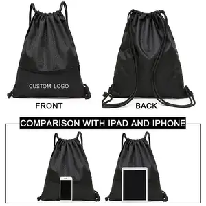 Wholesale Adjustable Makeup Bag Outdoor Workout Promotional Backpack Custom Waterproof Polyester Sports Training Drawstring Bag