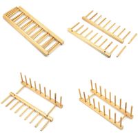 Étagère à vaisselle en bois de bambou rustique moderne 7 à 6 compartiments égouttoir de cuisine avec double niveaux pour les occasions de mariage