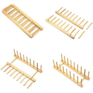 Moderno e rustico in legno di bambù scolapiatti 7 6-vano di scarico cucina <span class=keywords><strong>Rack</strong></span> con doppio livello per le occasioni di nozze - Product Image 3