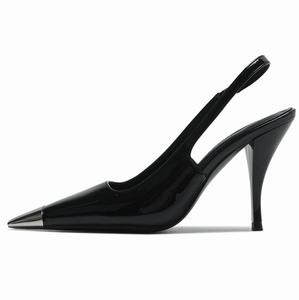 Nouvelles chaussures pour femmes noires sexy à bout pointu en <span class=keywords><strong>fer</strong></span>, à talons fins tressés - Product Image 1