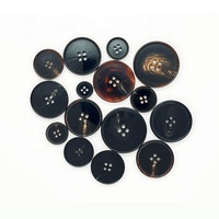 Kustom hitam & coklat 15mm 20mm kancing klakson Blazer asli alami untuk setelan