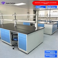 Banc de laboratoire latéral, banc central, support à réactifs en PVC, support à tubes à essai, cadre de plan de travail, mobilier commercial Chine