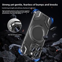 Étui de téléphone magnétique en aluminium sans cadre pour 16 Pro Max avec support rotatif, refroidissement, antichoc, anti-empreintes digitales, protection d'objectif