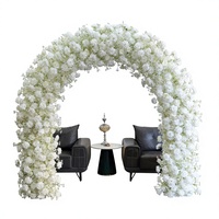 Décoration de scène de mariage moderne en soie blanche, arche florale, arrangement de fleurs artificielles roses, gypsophile et hortensia, toile de fond pour événements