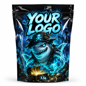 Bolsa Mylar personalizada de 3.5g para paquete, bolsa con cierre hermético brillante con logotipo personalizado, bolsa de embalaje con diseño de fantasma, <span class=keywords><strong>pirata</strong></span>, tiburón y dibujos animados. - Product Image 1