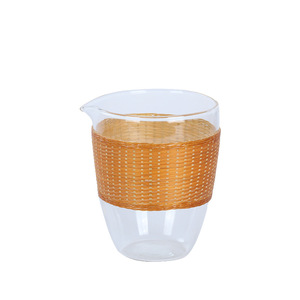 Handmade Bamboo Woven Serving Cup Thickened High Borosilicate Glass Heat Resistant Tea Set Oriental Design Gift For Adults - Product Image 5