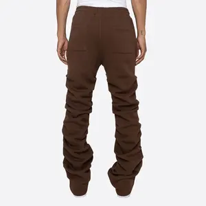 Dongguan City Streetwear High Quality Custom Logo Slim Fit Trousers Skinny Solid Color Flare Stacked Pants
