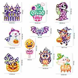 Juguetes de Viaje Hechos a Mano para Niños, Juego Creativo, Espejo Brillante para Colorear, 10 Sets de Pegatinas de Mosaico para Halloween - Product Image 5
