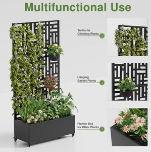 Jardinière <span class=keywords><strong>en</strong></span> métal pour plantes grimpantes avec treillis 5.9 pi. H X 3 pi. Lits surélevés de jardin - Product Image 4