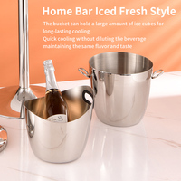 Seau à glace en acier inoxydable 304/201 avec support, récipient réfrigérant pour vin rouge, capacité 5L, durable pour le camping, les fêtes et les mariages