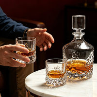 Carafe à whisky en verre de luxe personnalisée, coupe diamant carrée, 1050 ml, grande capacité, avec bouchon en verre, pour bourbon